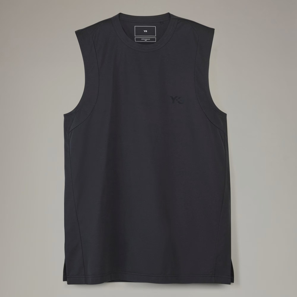 Y-3 Adidas Black Tank Top Relaxed Cotton Blend Crewneck Sleeveless Size Medium